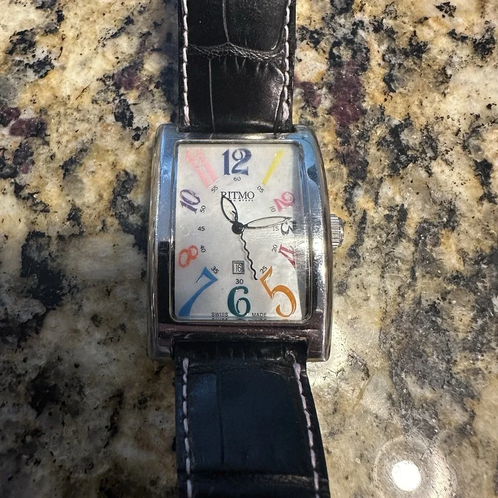 Ritmo Mundo Colorful Steel Rectangle Watch‎ With Box Automatic Needs Battery